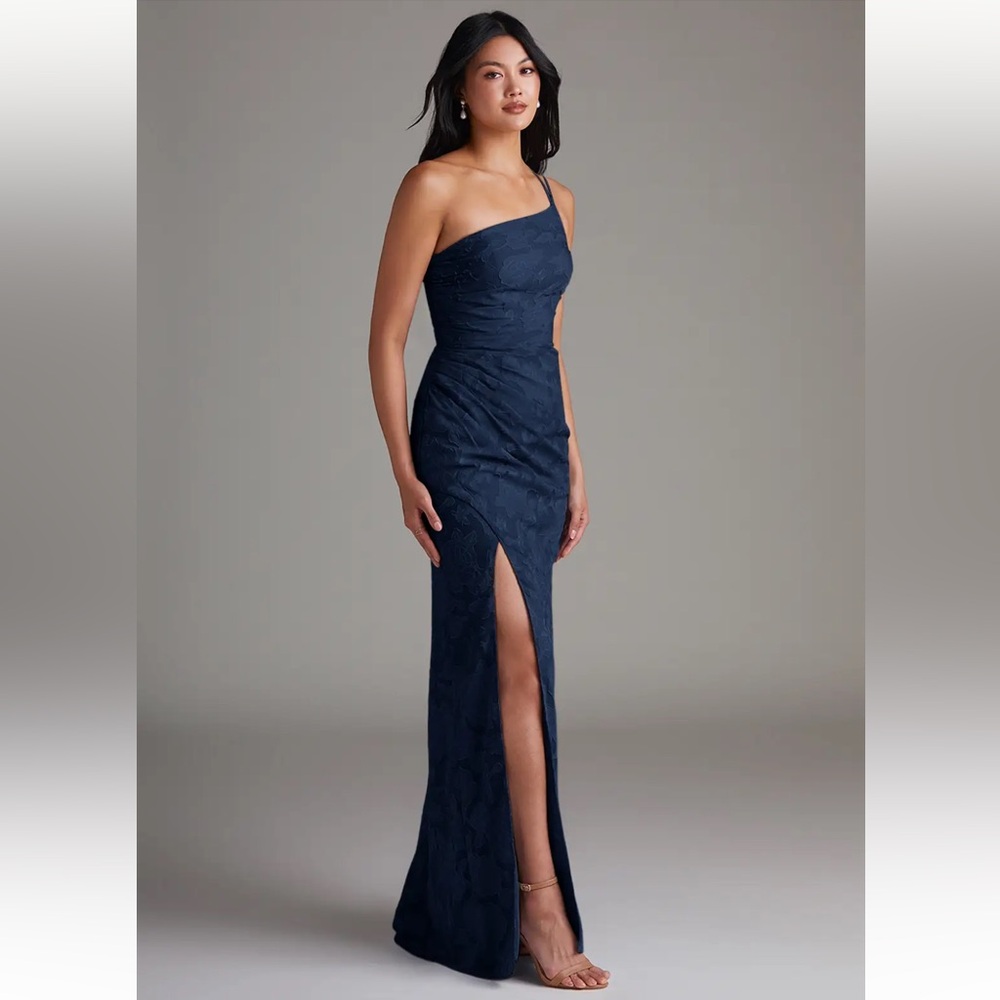 NWT azazie eren dress in navy floral burnout - Picture 2 of 4